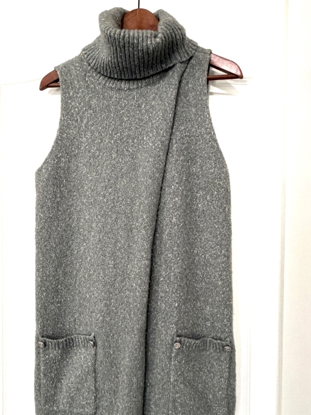 RUDSAK Sanni Knit Sleeveless Turtleneck Wrap Tunic Dress Medium Grey XS/S